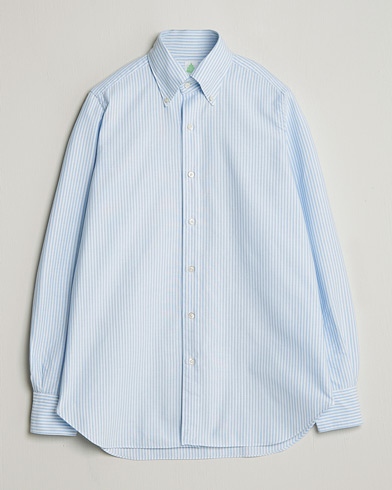 Finamore Napoli Gaeta Oxford Button Down Shirt Light Blue Stripe – Blau