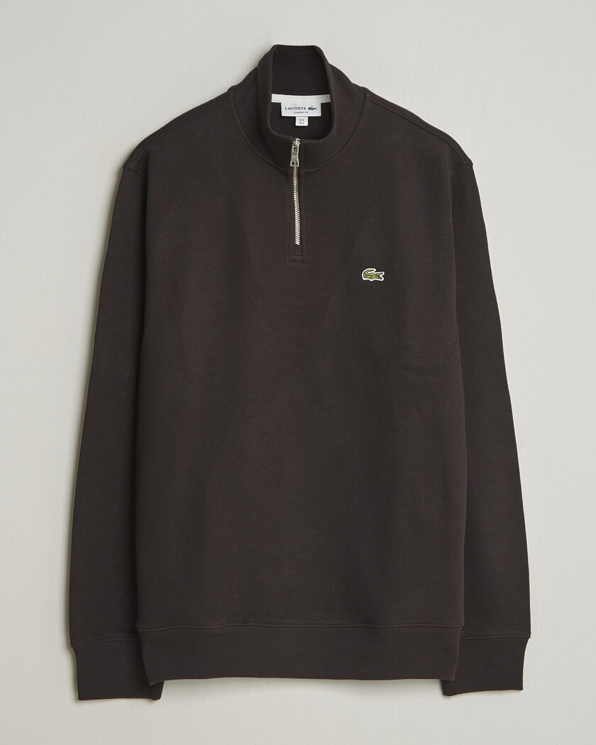 Lacoste Rib Interlock Half Zip Buffle Brown – Braun