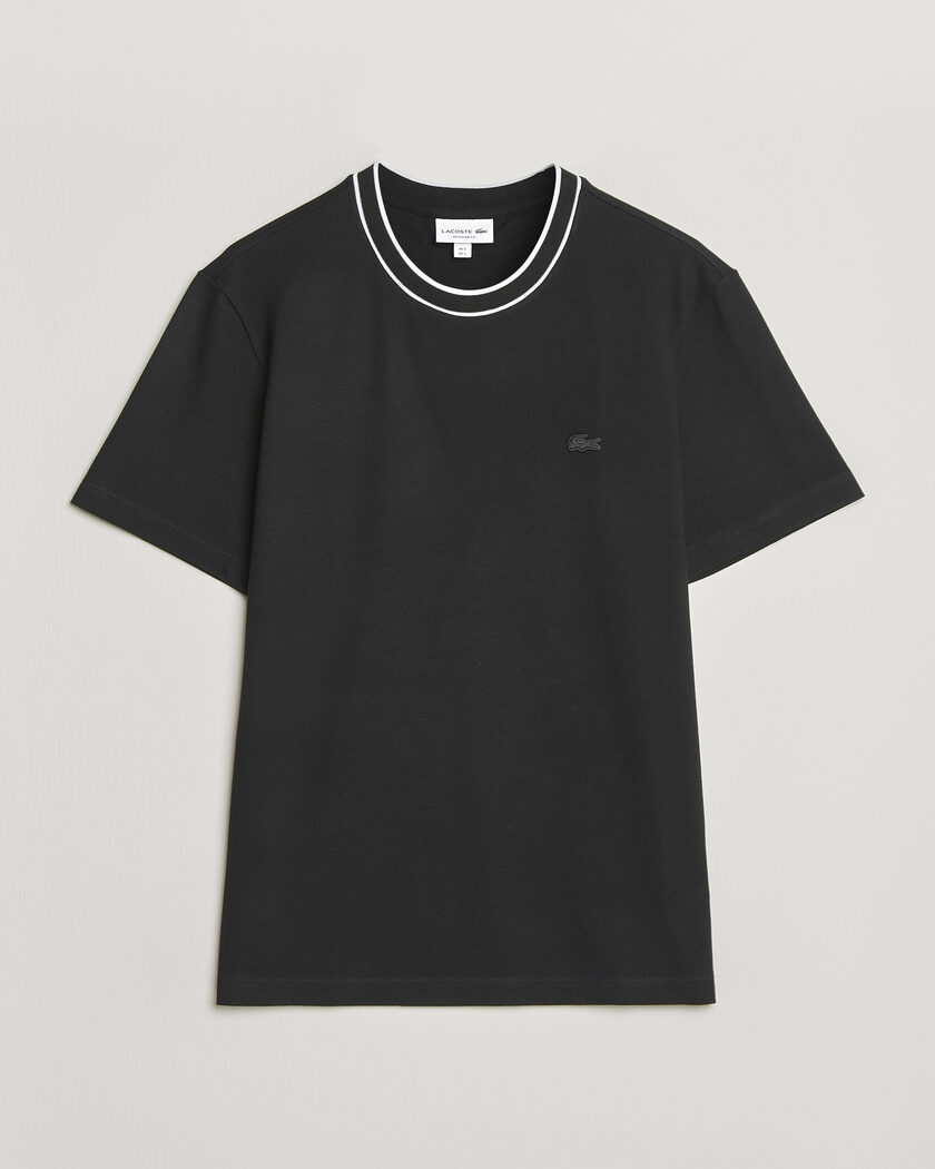 Lacoste Contrast Rib Piqué T-Shirt Black – Schwarz