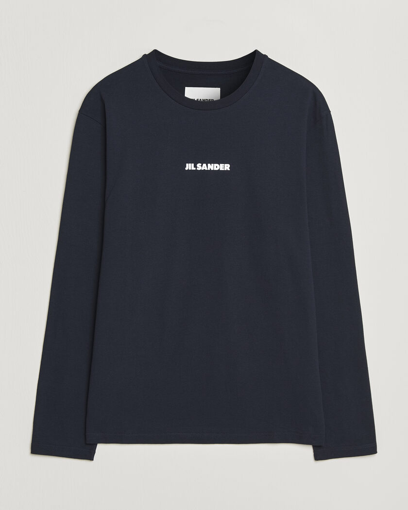 Jil Sander Long Sleeve Logo T-Shirt Navy – Blau