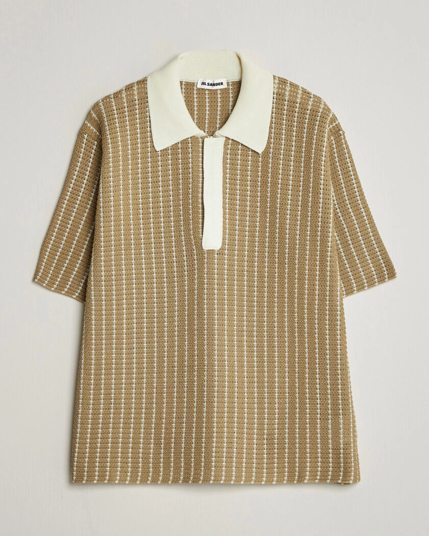 Jil Sander Net Stitch Knitted Polo Tobacco – Braun
