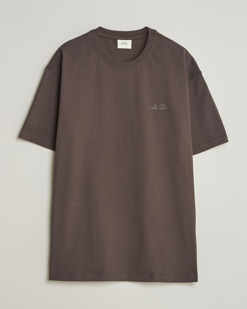 Les Deux Crew T-Shirt Coffee Brown – Braun
