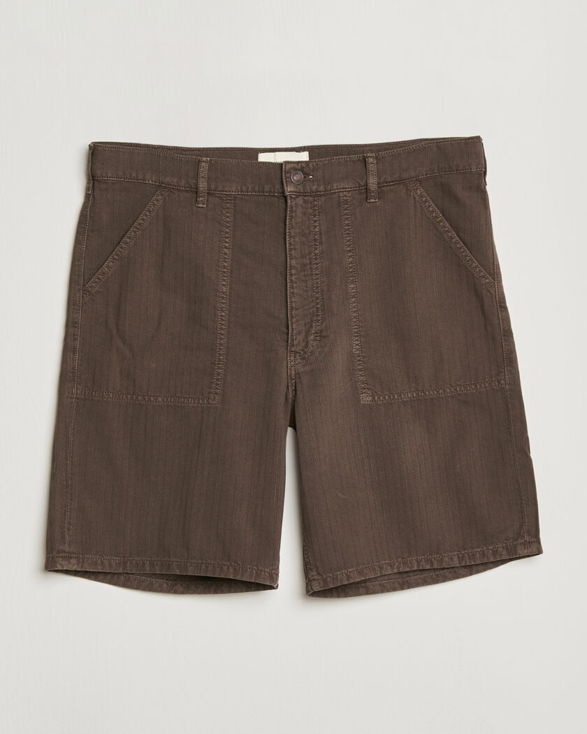 Jeanerica Genua Worker Chino Shorts Chevron Brown – Braun