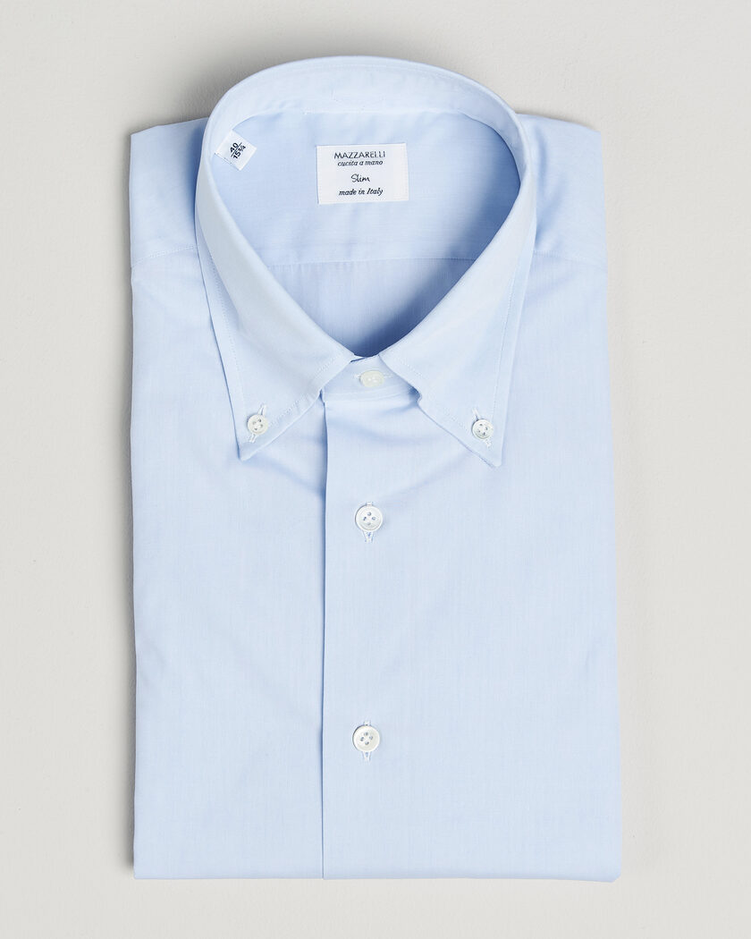 Mazzarelli Soft Cotton Button Down Shirt Light Blue – Blau