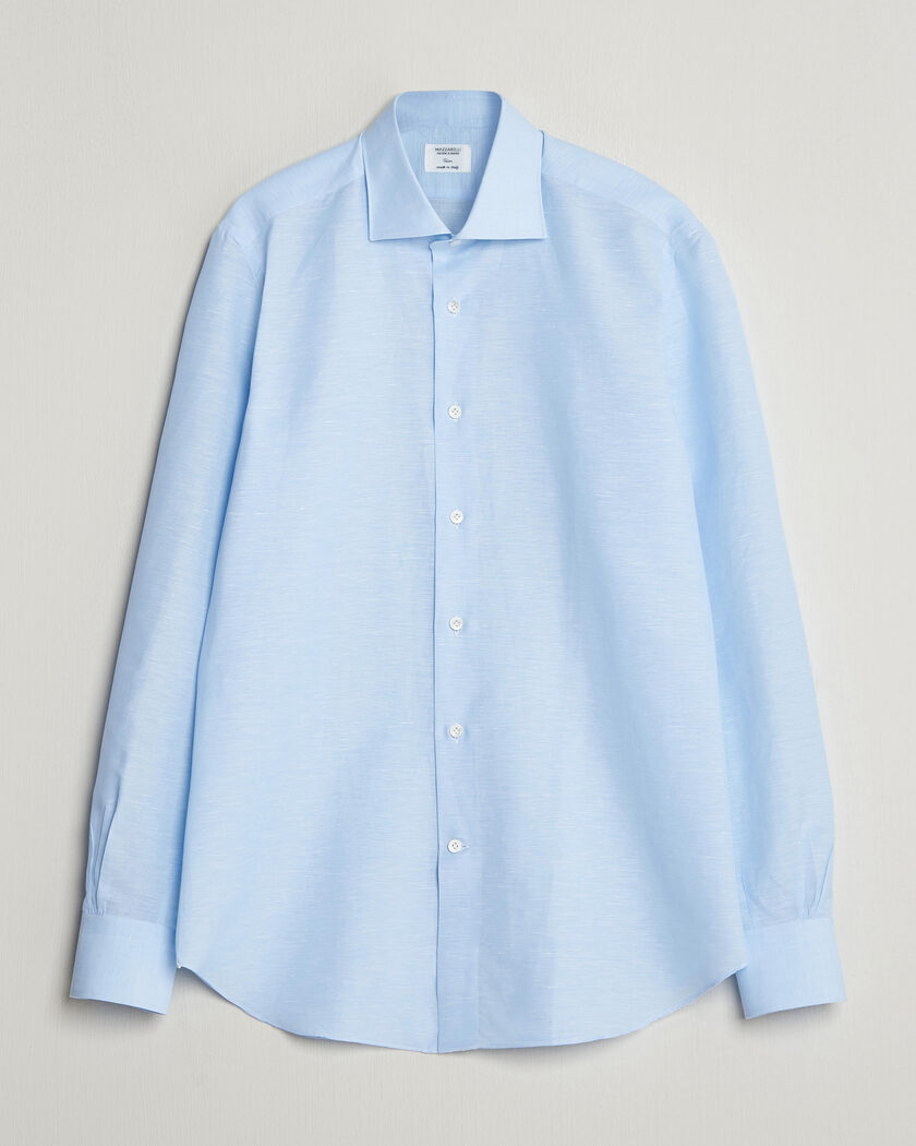 Mazzarelli Soft Cotton/Linen Shirt Light Blue – Blau