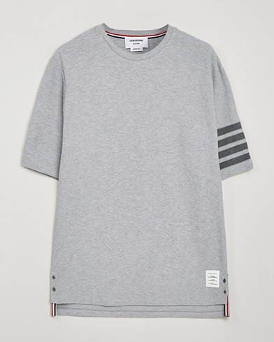 Thom Browne Textured Pique 4 Bar T-Shirt Pale Grey – Grau