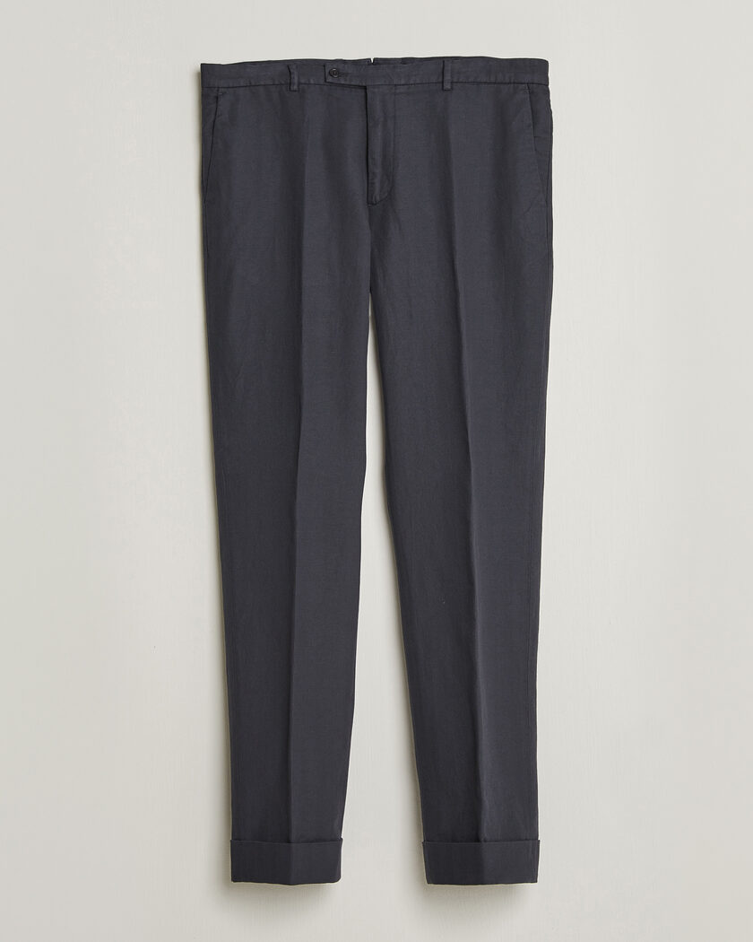 Morris Jack Herringbone Cotton Trousers Blue – Blau