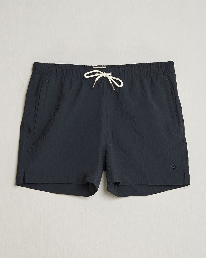 Morris Seersucker Bathing Trunks Dark Blue – Blau