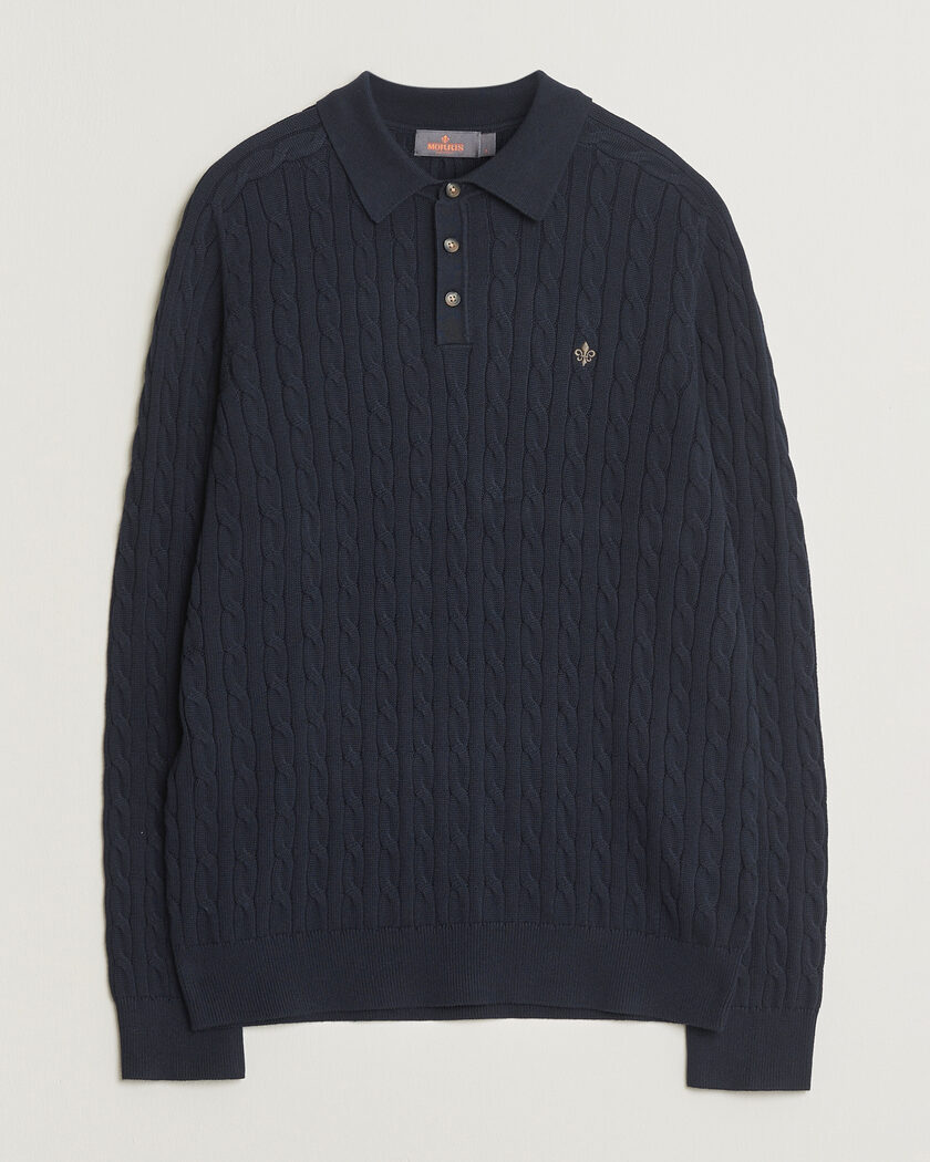 Morris Lancaster Cable Polo Navy – Blau