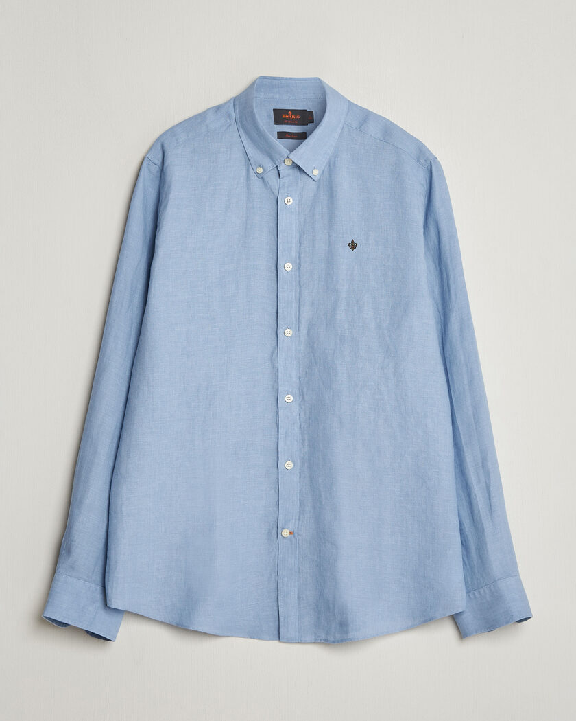 Morris Douglas Button Down Linen Shirt Light Blue – Blau