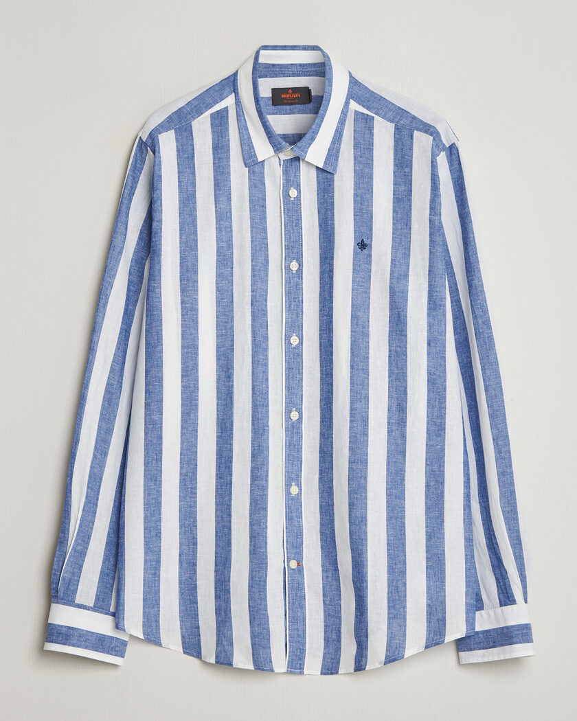 Morris Douglas Linen Striped Shirt Blue/White – Mehrfarbig