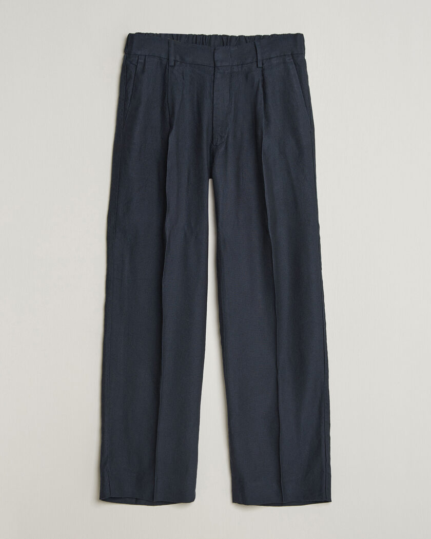 NN07 Kay Linen/Viscose Drawstring Trousers Deep Navy – Blau