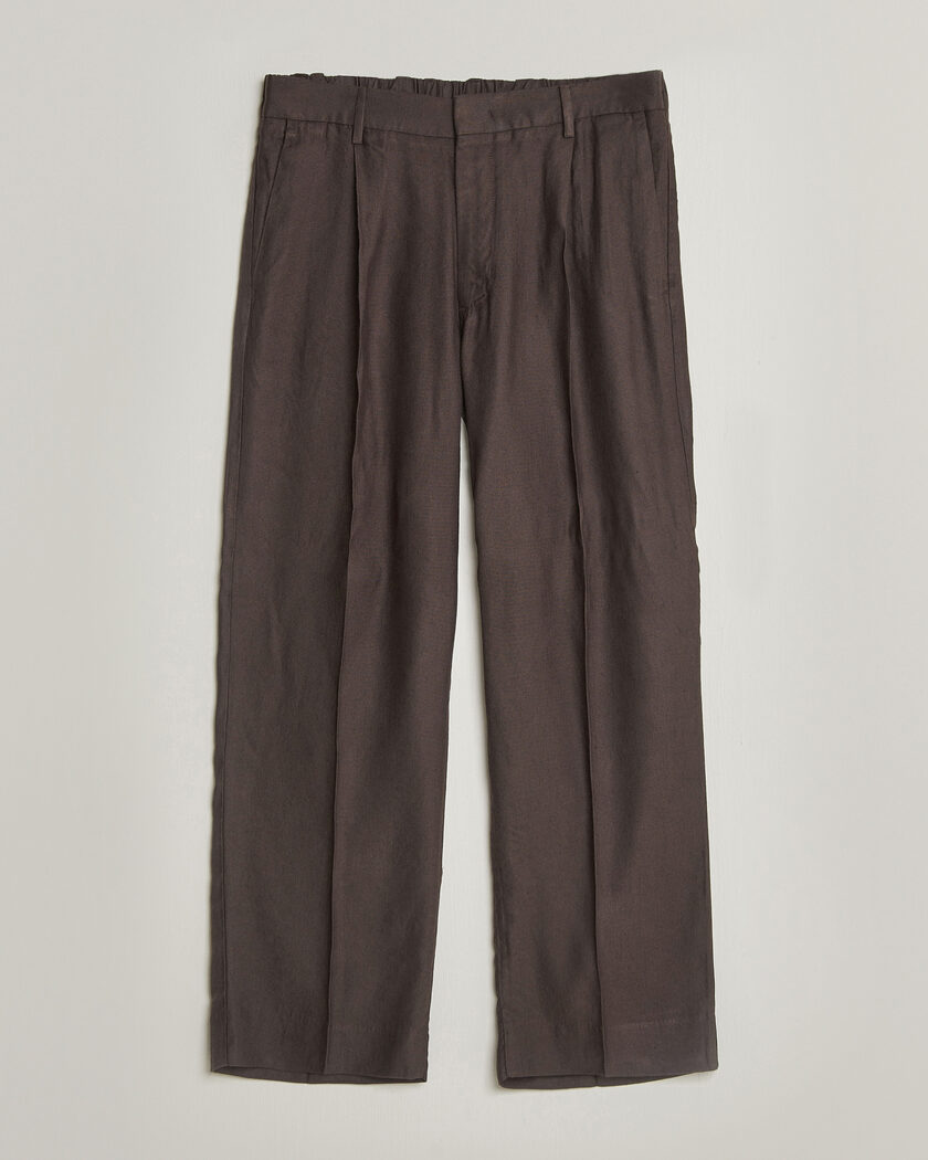 NN07 Kay Linen/Viscose Drawstring Trousers Deep Truffle – Braun