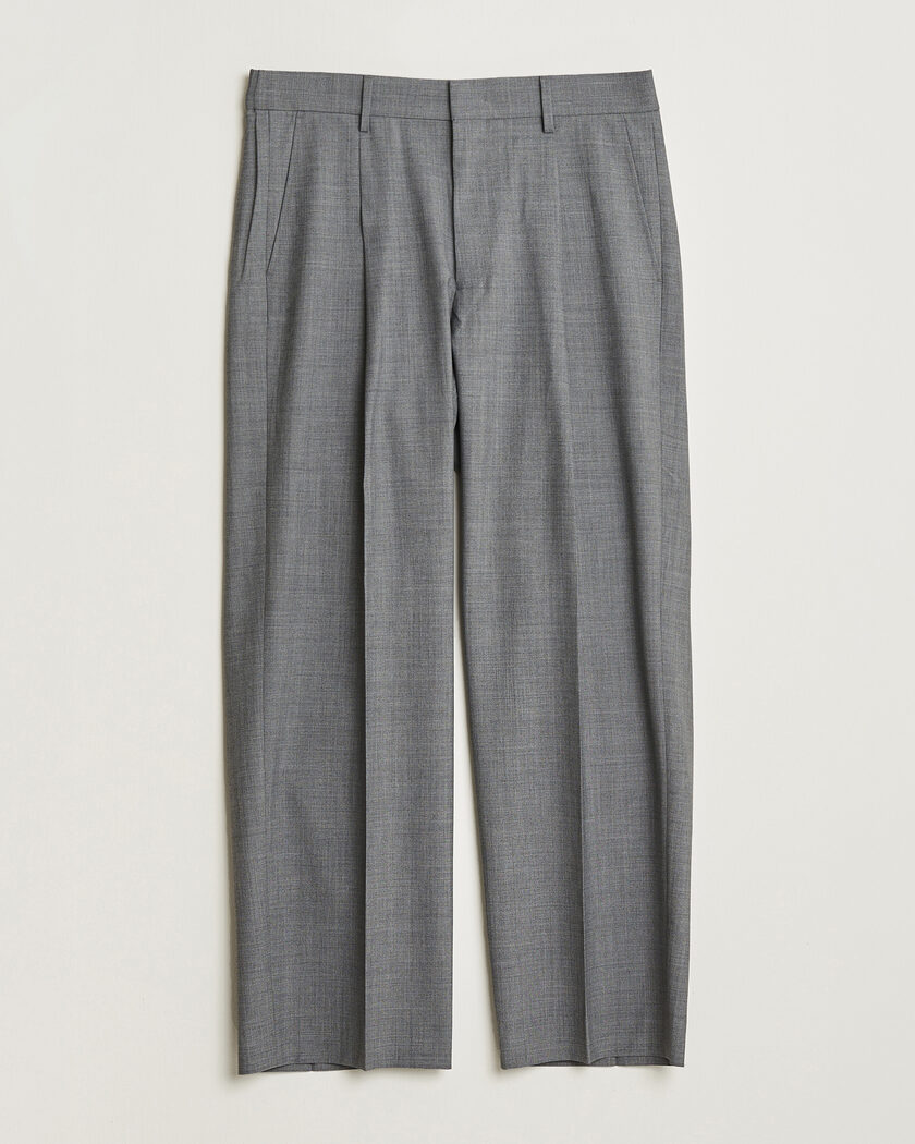 NN07 Kay Summer Wool Drawstring Trousers Light Grey Melange – Grau