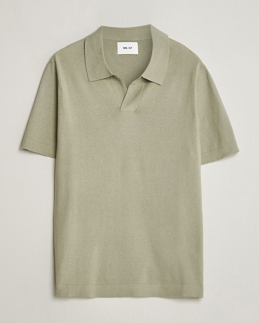 NN07 Ryan Cotton/Linen Polo Sage Green – Grün