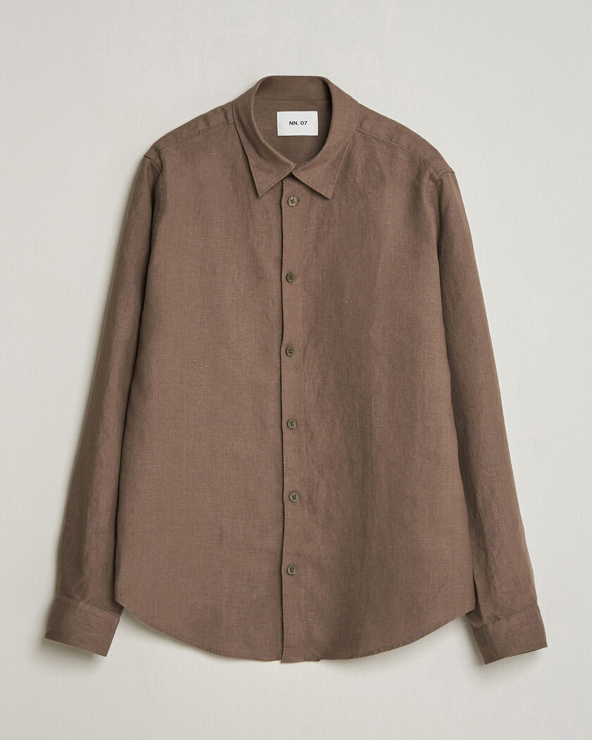 NN07 Enzo Linen Shirt Mable Husk – Grün