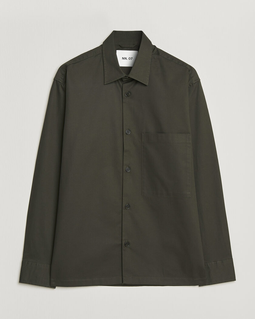 NN07 Freddy Cotton Overshirt Dark Army – Grün