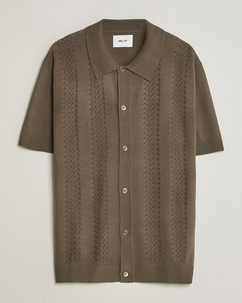 NN07 Thor Knitted Short Sleeve Shirt Mable Husk – Grün