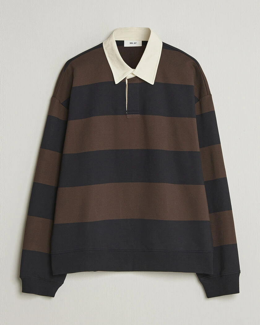 NN07 David Rugby Sweater Brown Stripe – Mehrfarbig