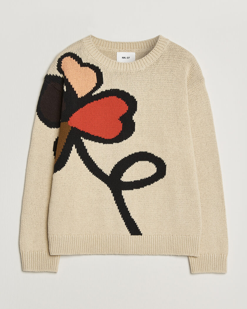 NN07 Todd Printed Flower Sweater Ecru Multi – Mehrfarbig