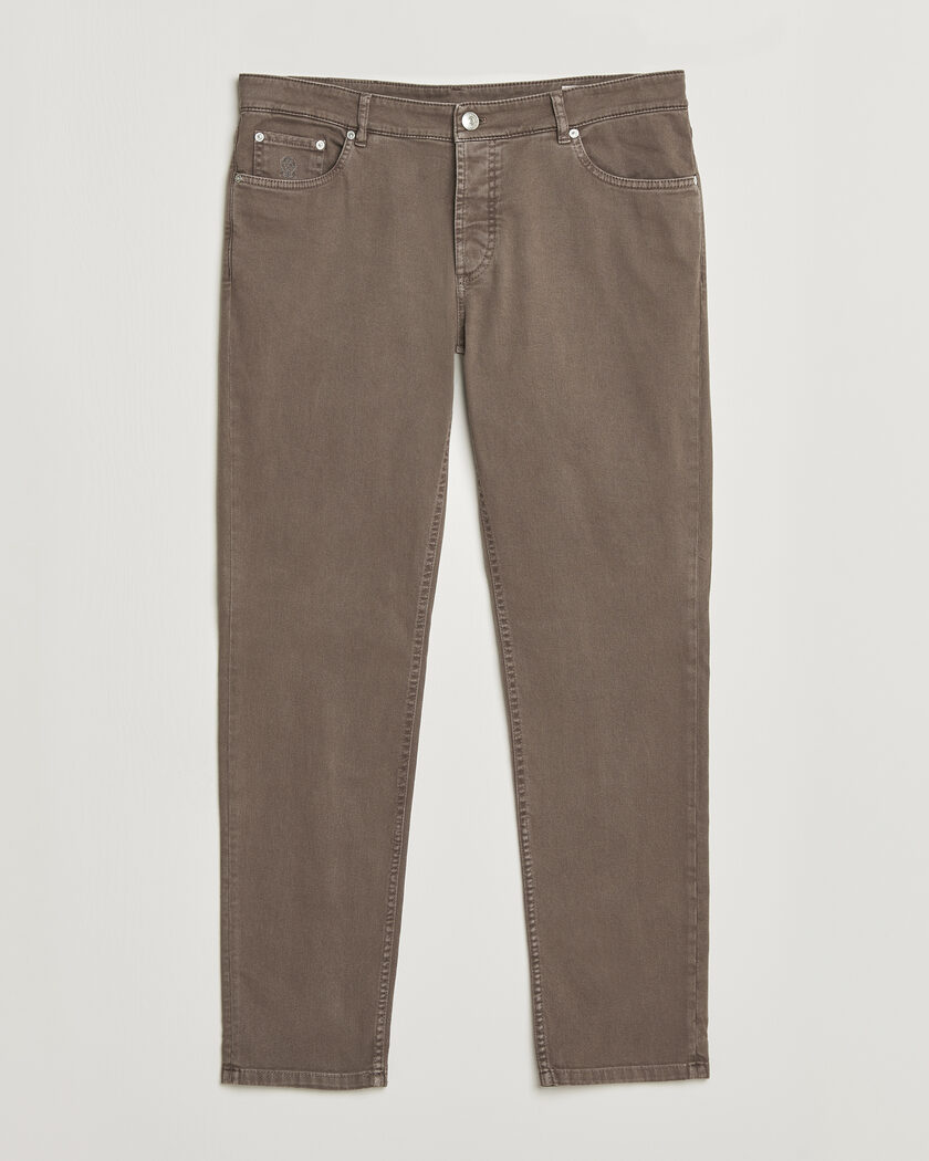 Brunello Cucinelli Traditional Fit Bull Denim Pants Dark Brown – Braun