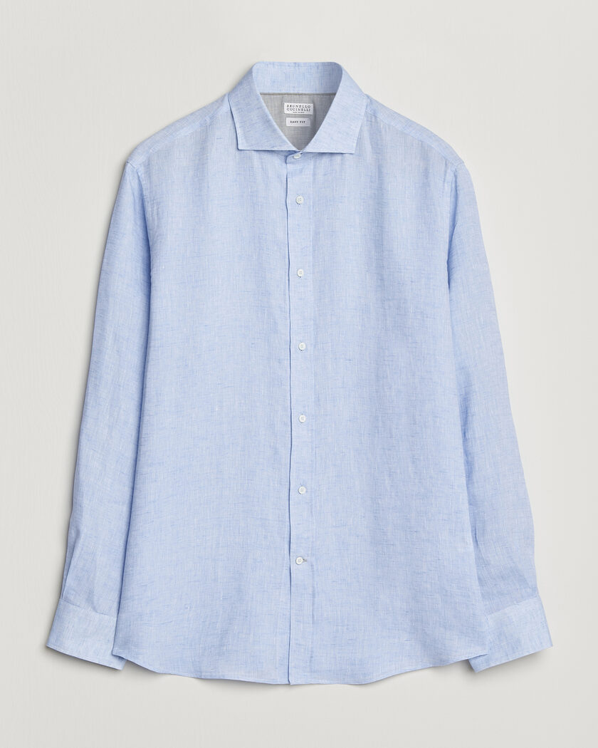 Brunello Cucinelli Easy Fit Linen Shirt Light Blue – Blau