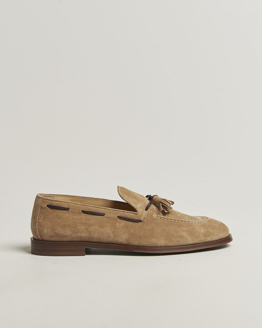 Brunello Cucinelli Tassel Loafers Siena Brown Suede – Braun