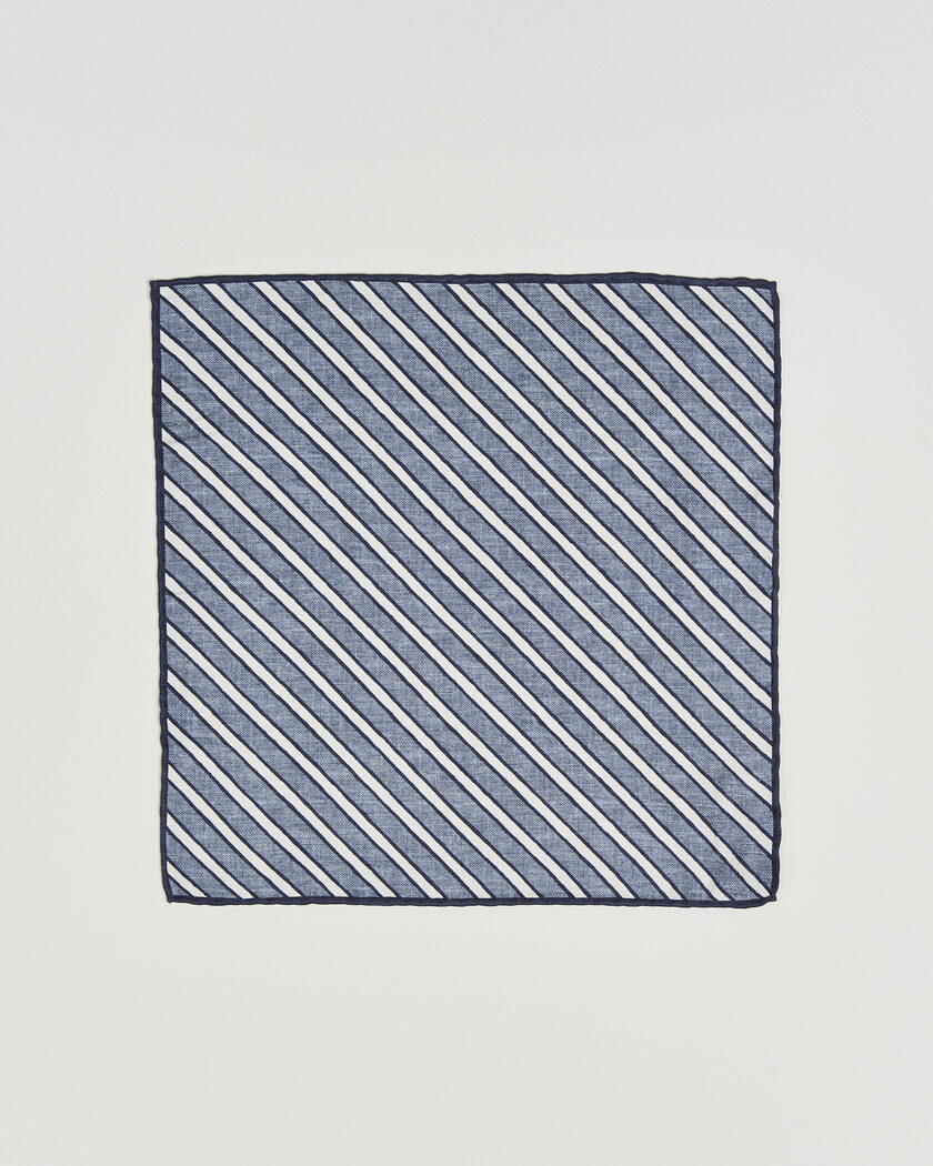 Brunello Cucinelli Striped Pocket Square Blue – Blau
