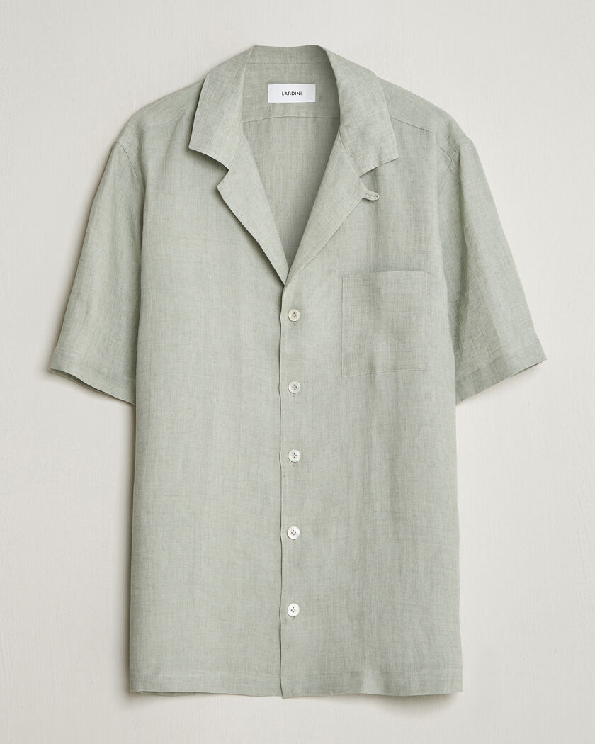 Lardini Klop Short Sleeve Linen Resort Shirt Light Green – Grün