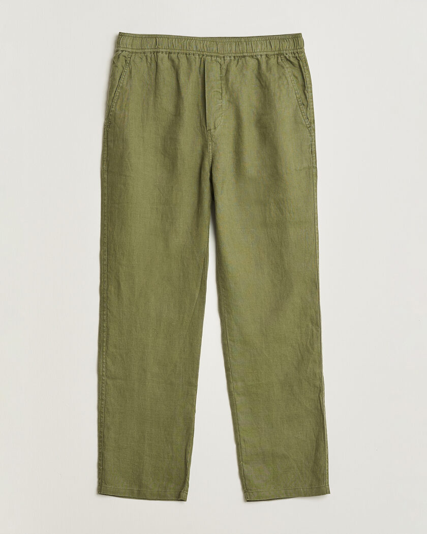 Samsøe Samsøe Jabari Linen Drawstring Trousers Burnt Olive – Grün