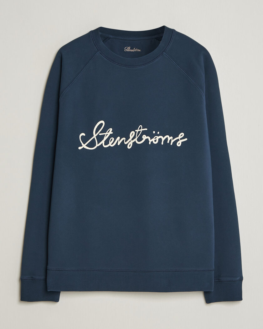 Stenströms Raglan Crew Logo Sweater Navy – Blau