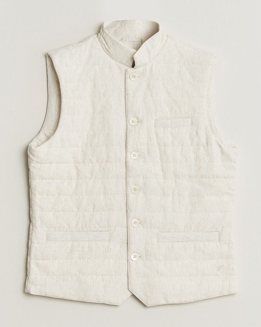 Stenströms Mid Layer Pin Stripe Linen Vest Off White – Weiß