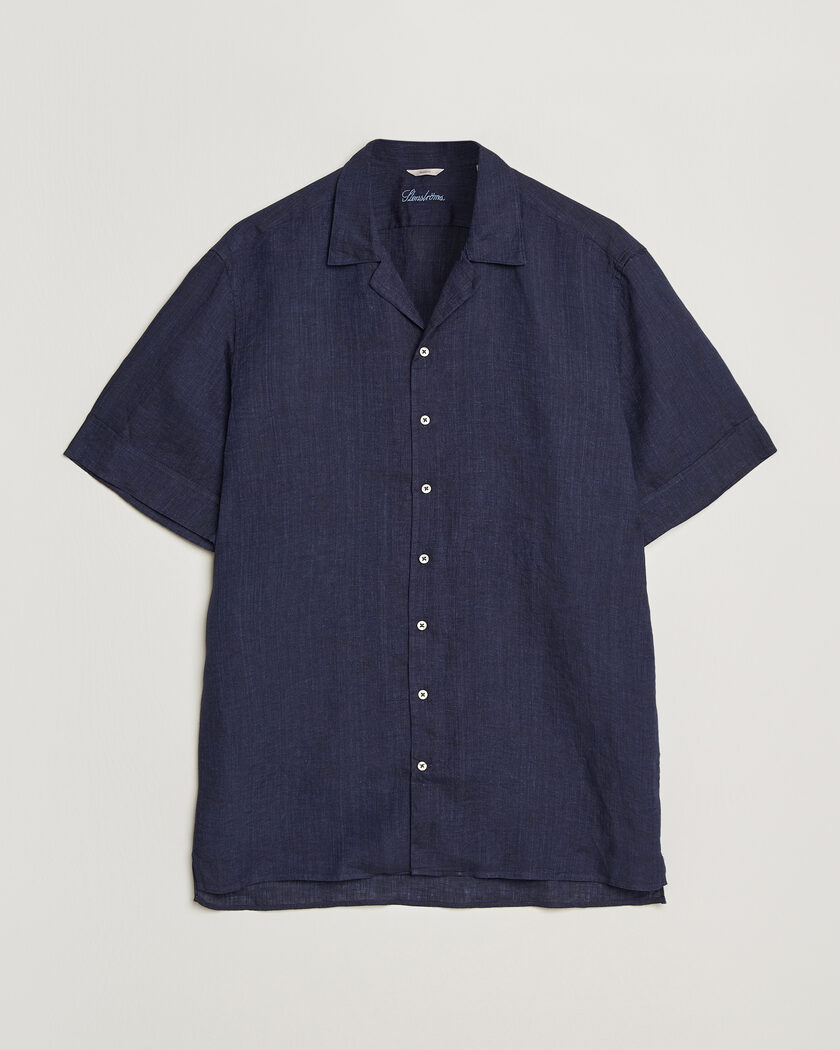 Stenströms Short Sleeve Linen Shirt Navy – Blau