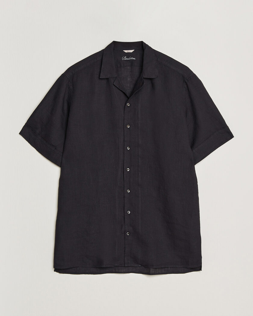 Stenströms Short Sleeve Linen Shirt Black – Schwarz
