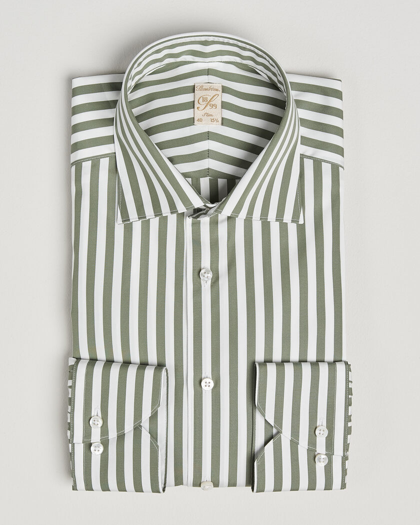 Stenströms 1899 Cotton Twill Striped Shirt Green – Grün