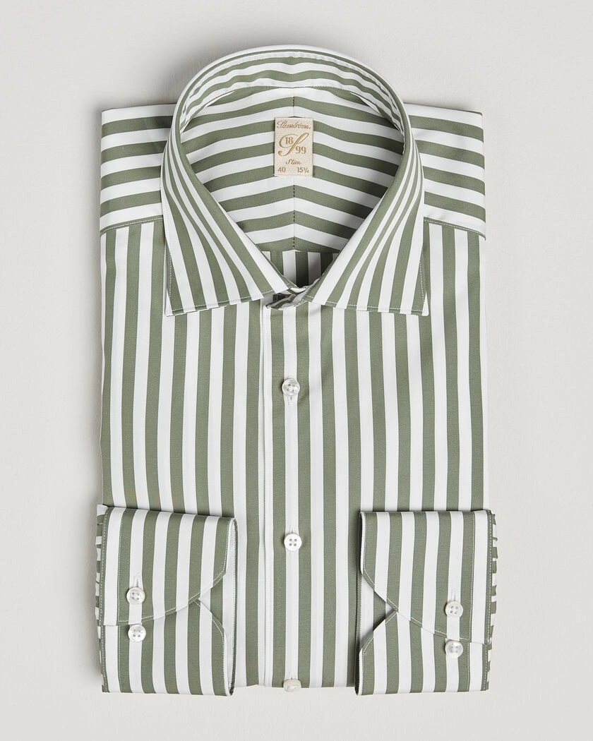 Stenströms 1899 Cotton Twill Striped Shirt Green – Grün