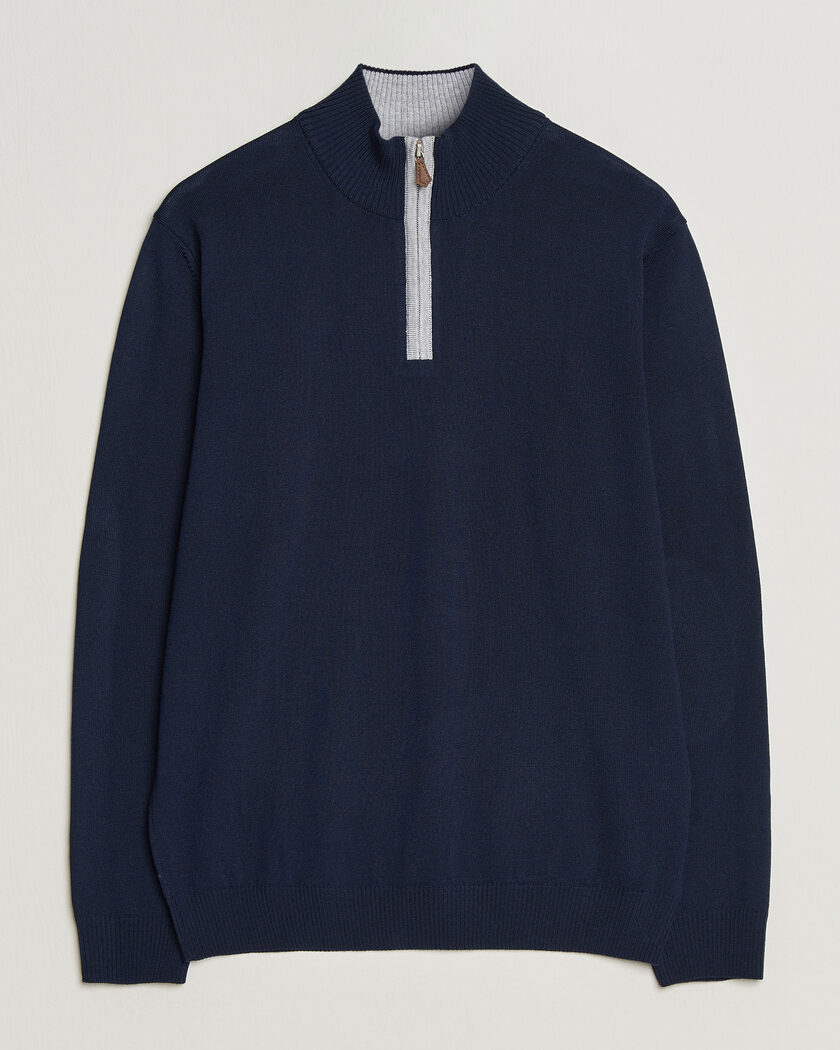 Stenströms Merino Contrast Half-Zip Navy – Blau