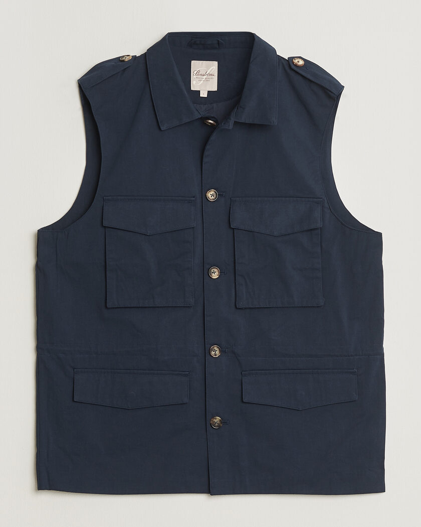 Stenströms Cotton Twill Vest Navy – Blau