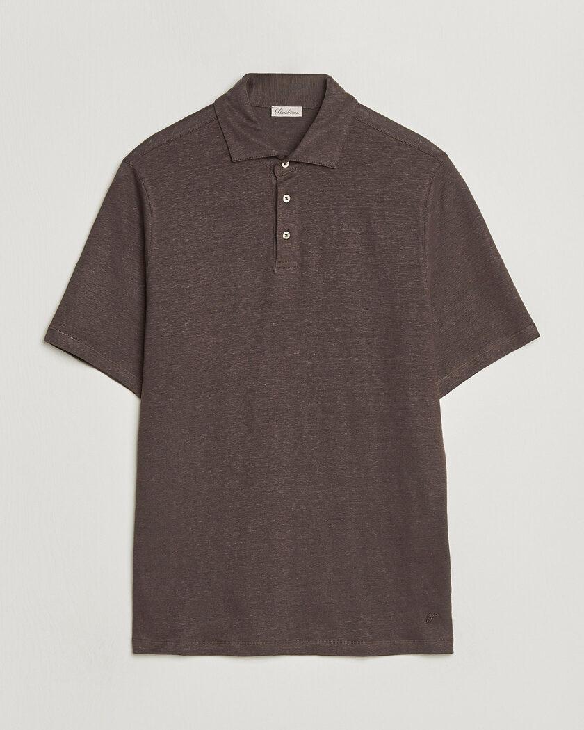 Stenströms Linen Polo Shirt Dark Brown – Braun