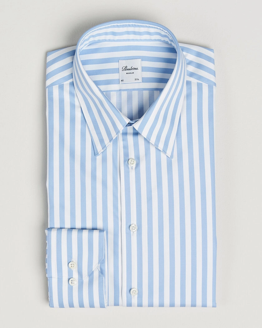 Stenströms Regular Fit Striped Pointed Collar Shirt Blue – Blau
