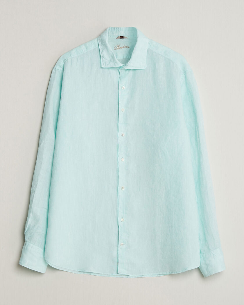 Stenströms Regular Fit Cut Away Linen Shirt Mint – Grün
