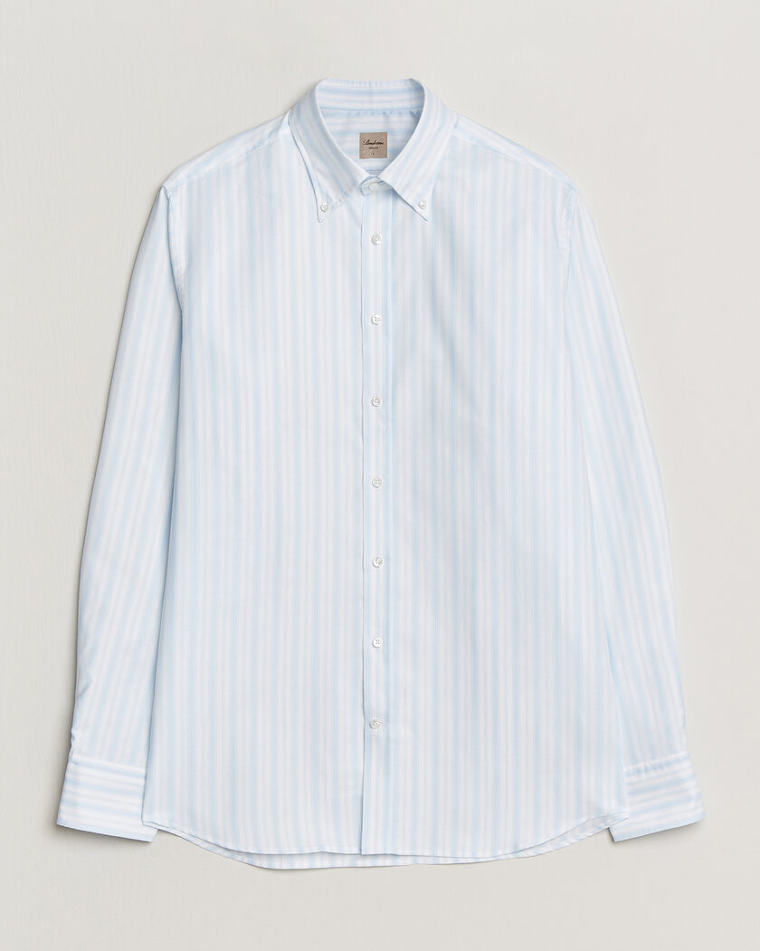 Stenströms Regular Fit Striped Oxford Shirt Light Blue – Blau
