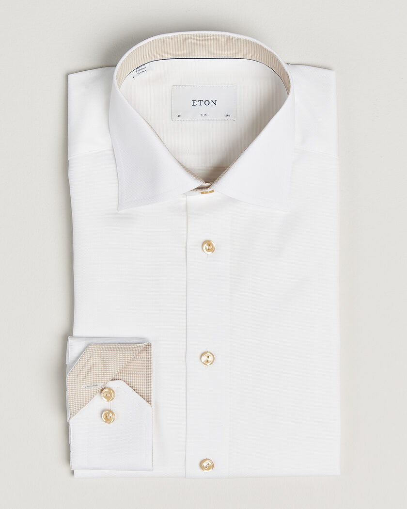 Eton Slim Fit Signature Twill Contrast Shirt White – Weiß