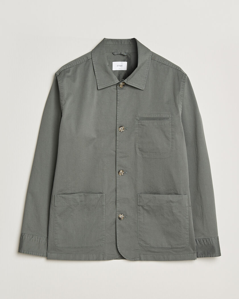 Eton Cotton Chore Jacket Mid Green – Grün