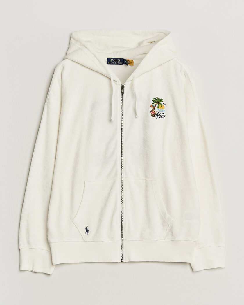 Polo Ralph Lauren Cotton Terry Printed Full-Zip Hoodie Nevis – Weiß