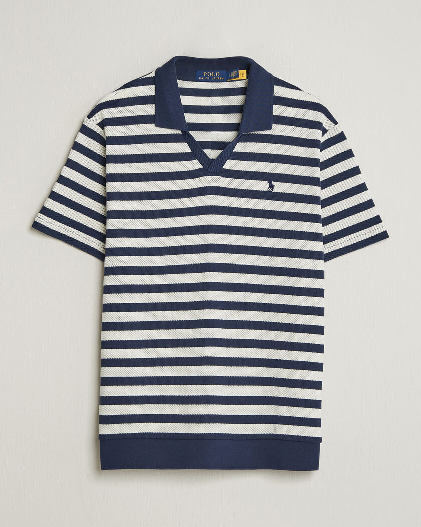 Polo Ralph Lauren Cotton Texture Striped Polo Newport Navy/Cream – Blau