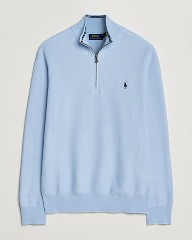 Polo Ralph Lauren Textured Half Zip Office Blue – Blau