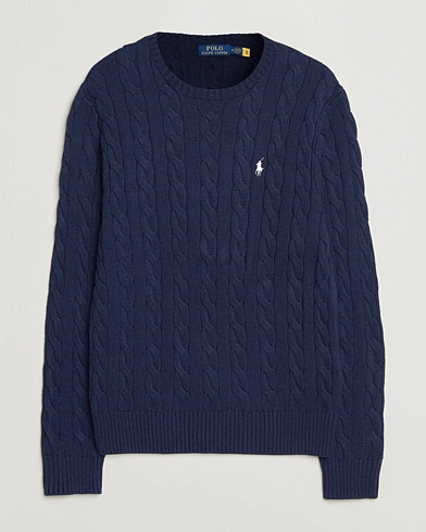 Polo Ralph Lauren Cotton Cable Pullover Bright Navy – Blau