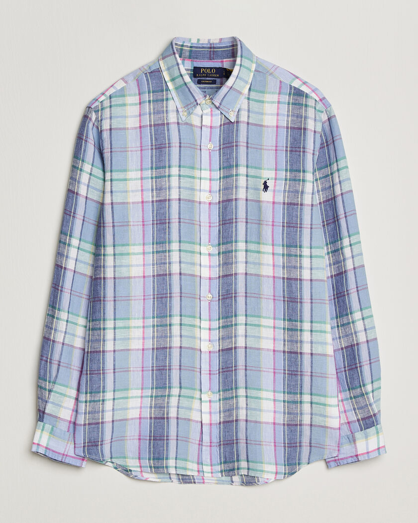 Polo Ralph Lauren Custom Fit Check Linen Shirt Blue/White – Blau
