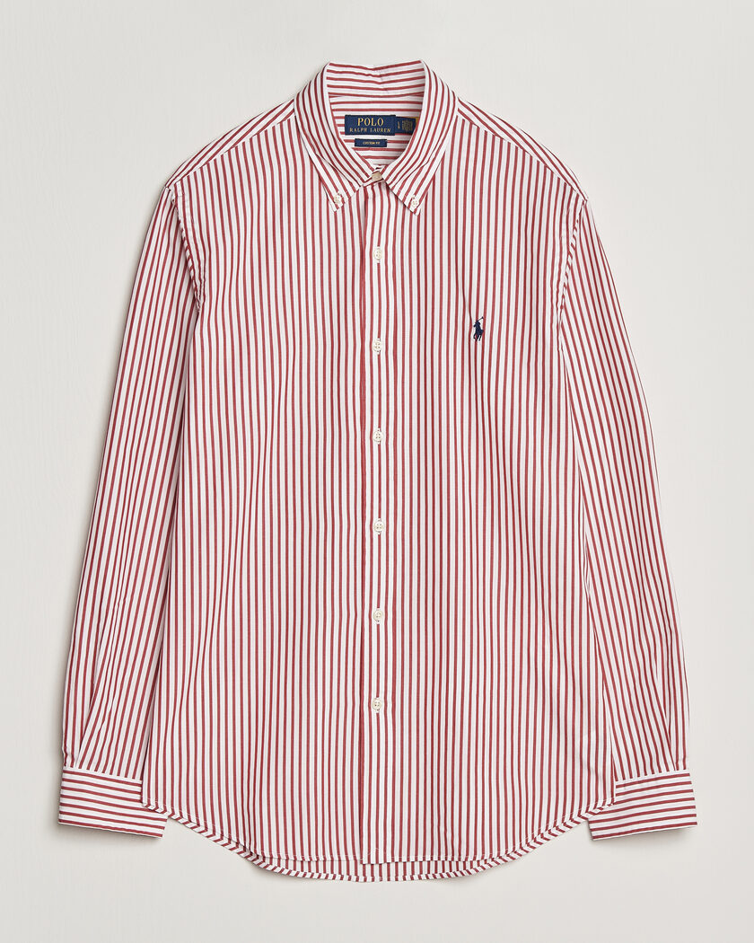 Polo Ralph Lauren Custom Fit Poplin Striped Shirt Bristol Red – Rot